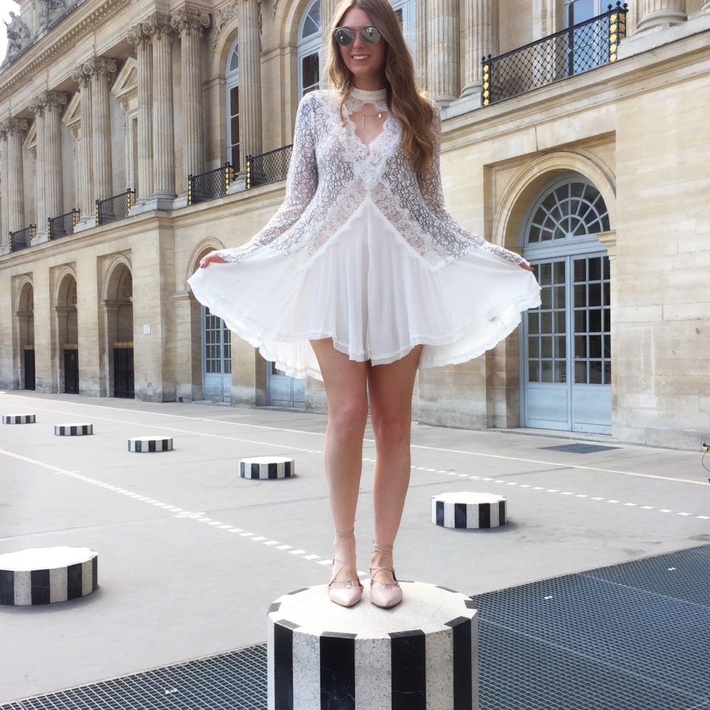 Free people white lace top dress